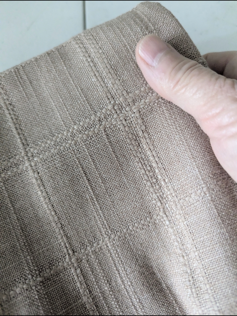 SINYASAN Taupe Plaid Pillow Covers 12x20 Set of 2 - Picture 4 of 6
